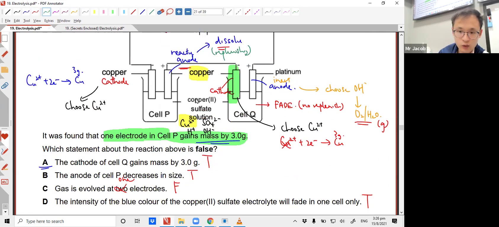 [ELECTROLYSIS] Electrolysis involving Reactive Electrodes