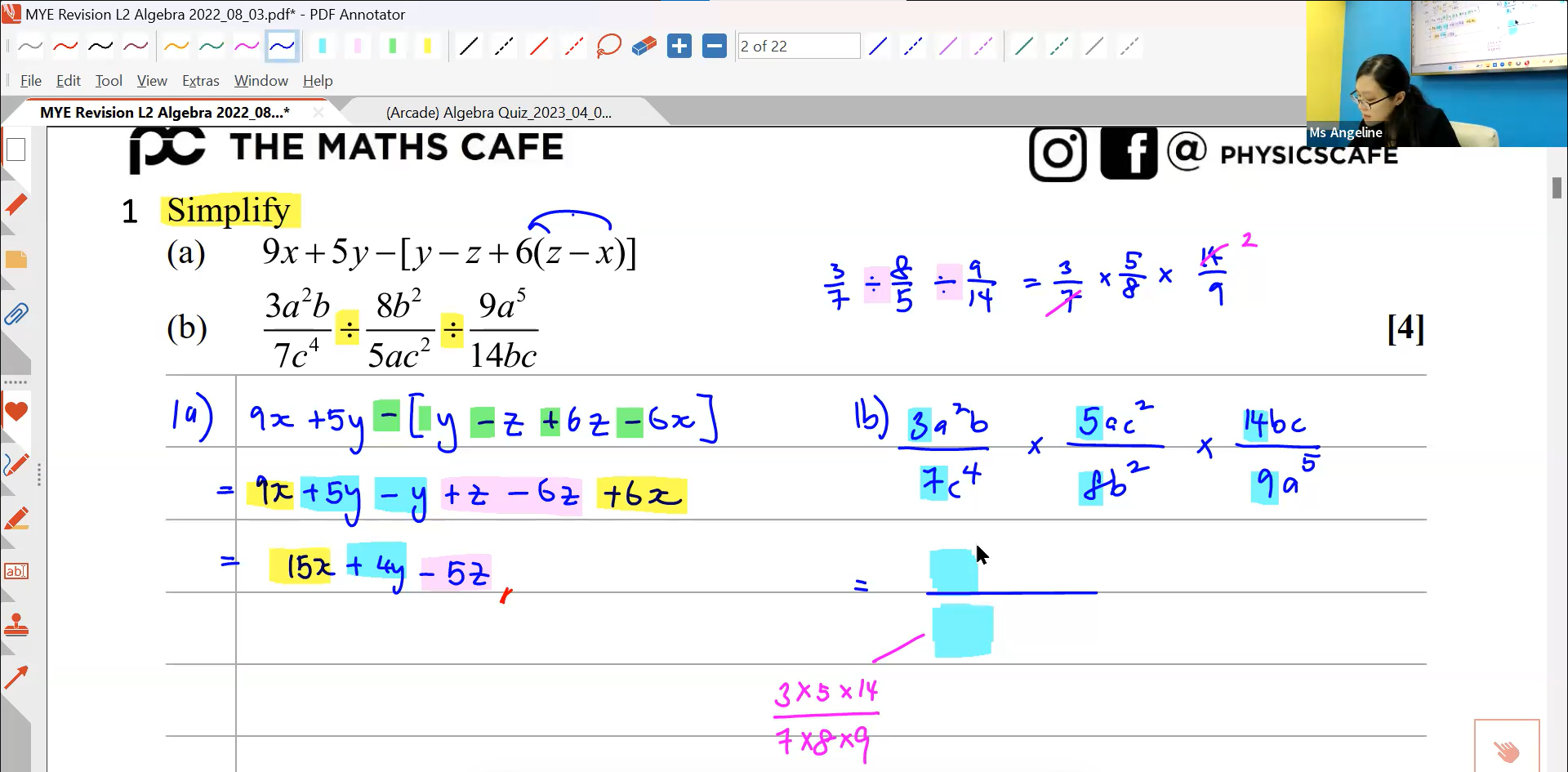 18. MYE MA revision (Algebra) [2023] Ms A.Chong