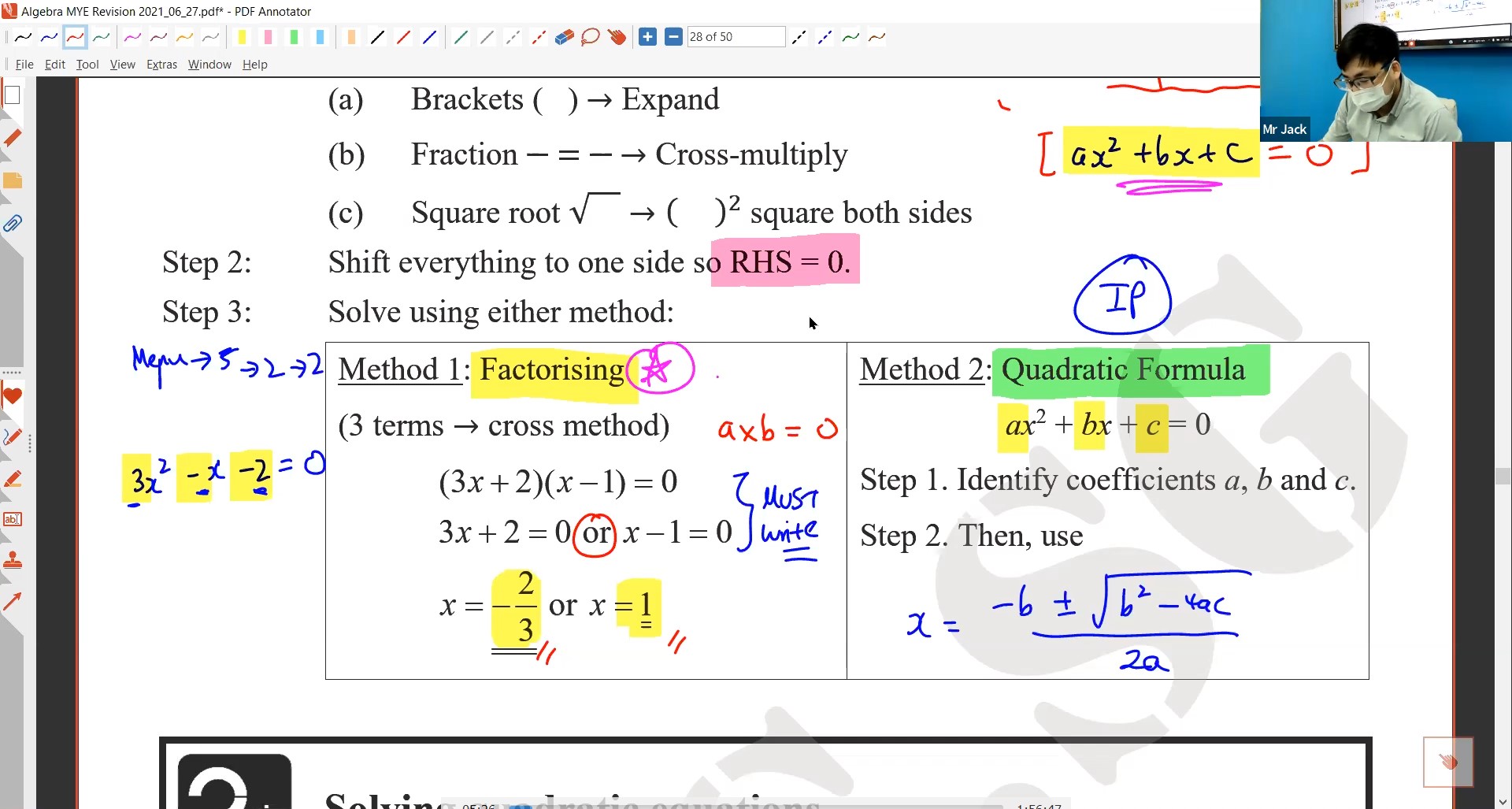 21. MYE Revision L3 (Forming & Solving equations + Simultaneous Eqn) [2022] - MJ
