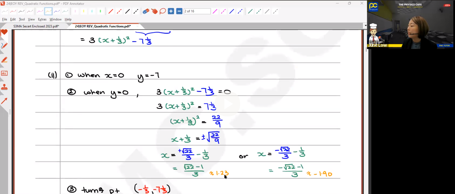 35. EOY Revision - Quadratic Function [2023] Ms J.Low