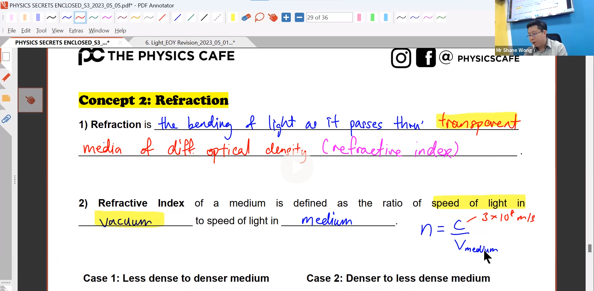 36. EOY Revision - Light Reflection + Refraction [2023] Mr S.Wong
