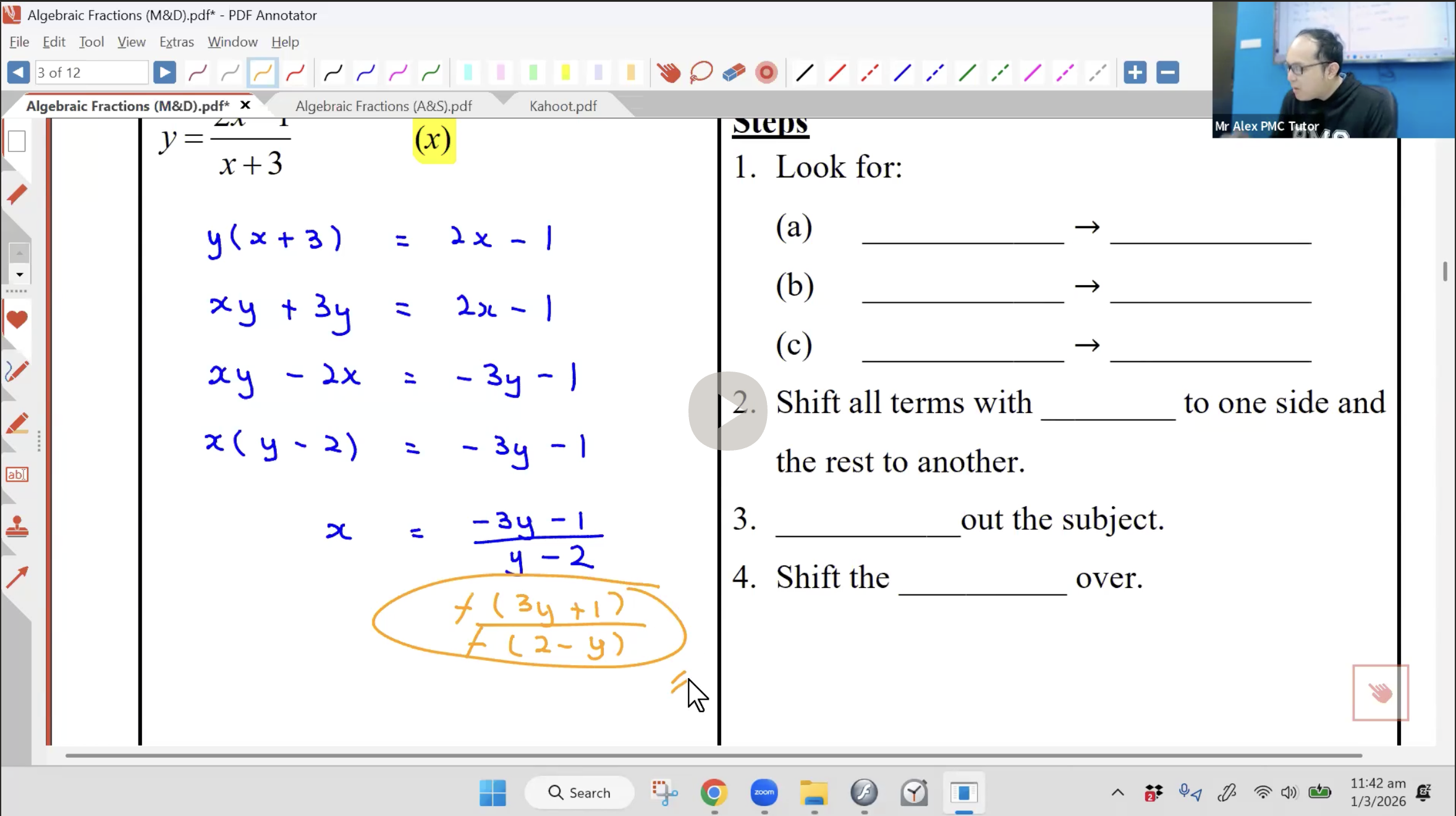 11. Algebraic Fractions and Formulae [2026] - Mr AA