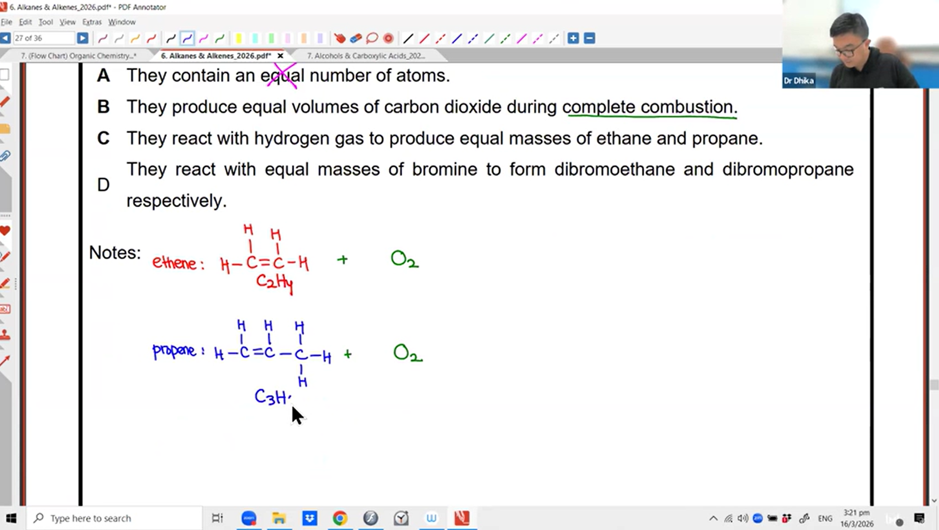 14a. March Holiday Additional Lesson - Organic Chemistry 2 & 3 - Alkenes & Alcohols [2026] - Dr D