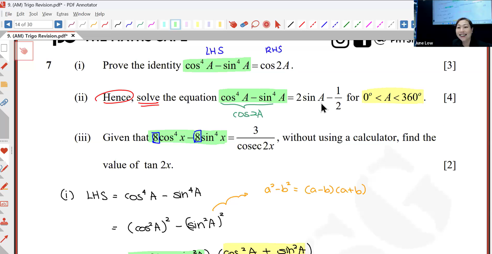 14a. March Holiday Additional Lesson - (AM) W.A. Revision: Trigonometry - Ms JL