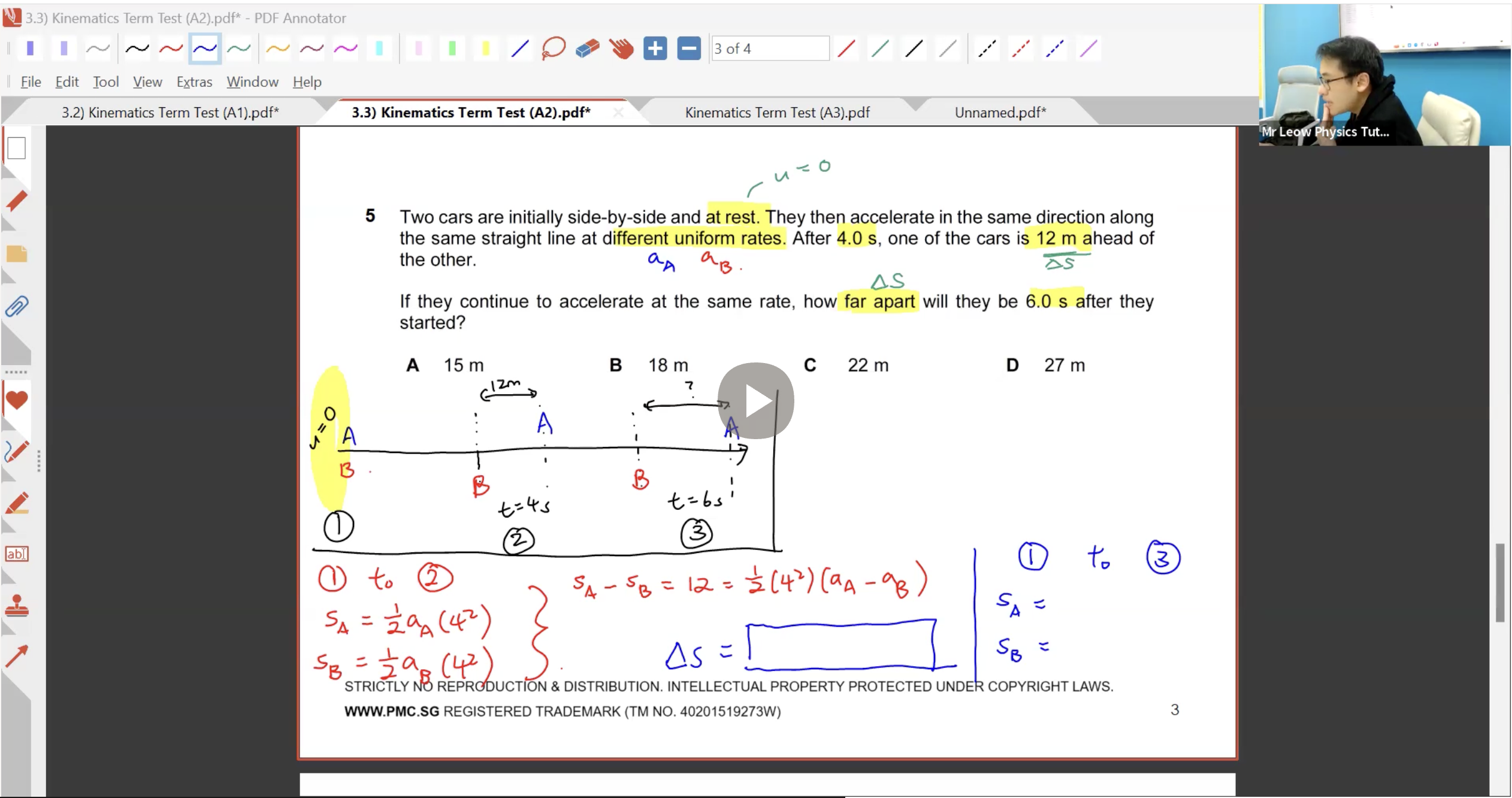 15. Kinematics Term 1 Test A1, A2, A3 [2026] - Mr AL