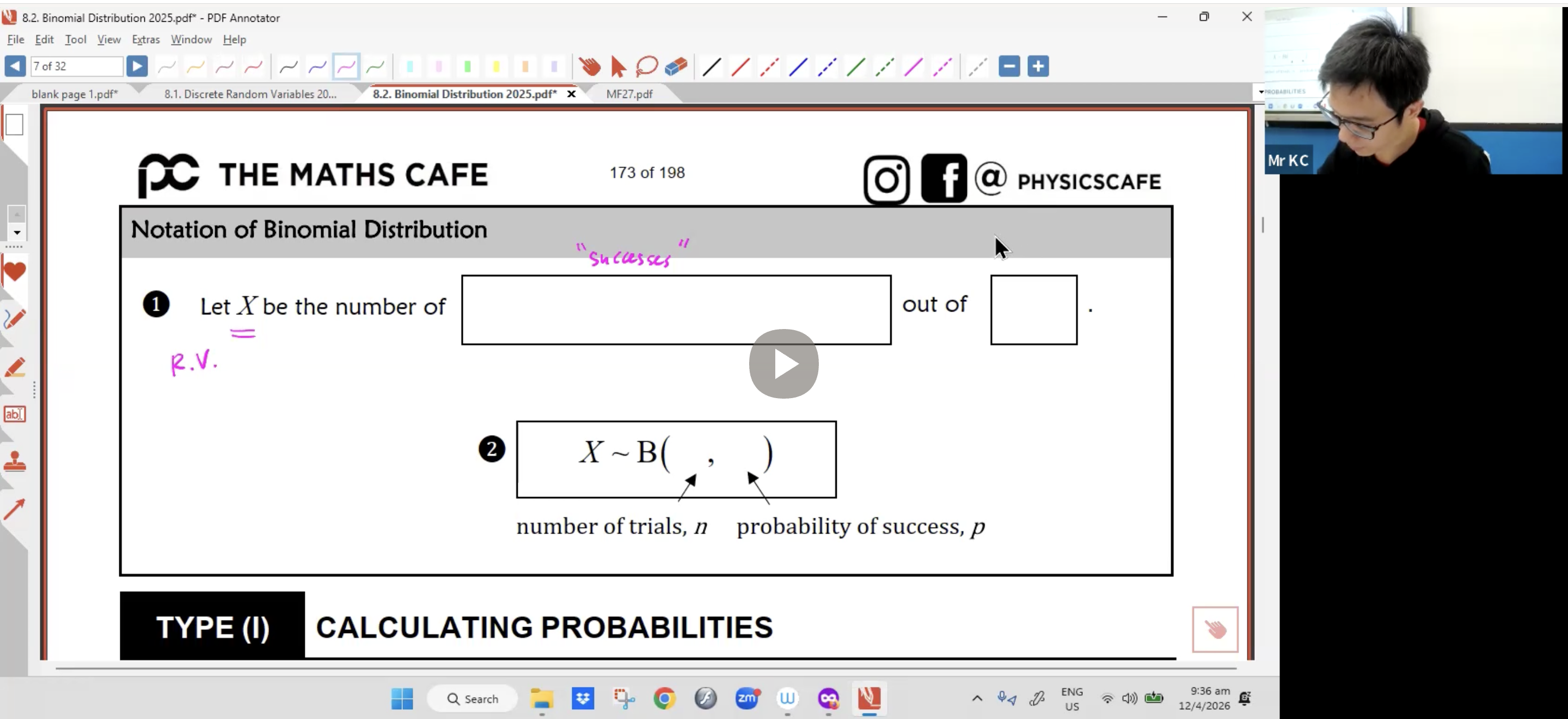 17. DRV & Binomial Distribution L2 [2026] - Mr KC