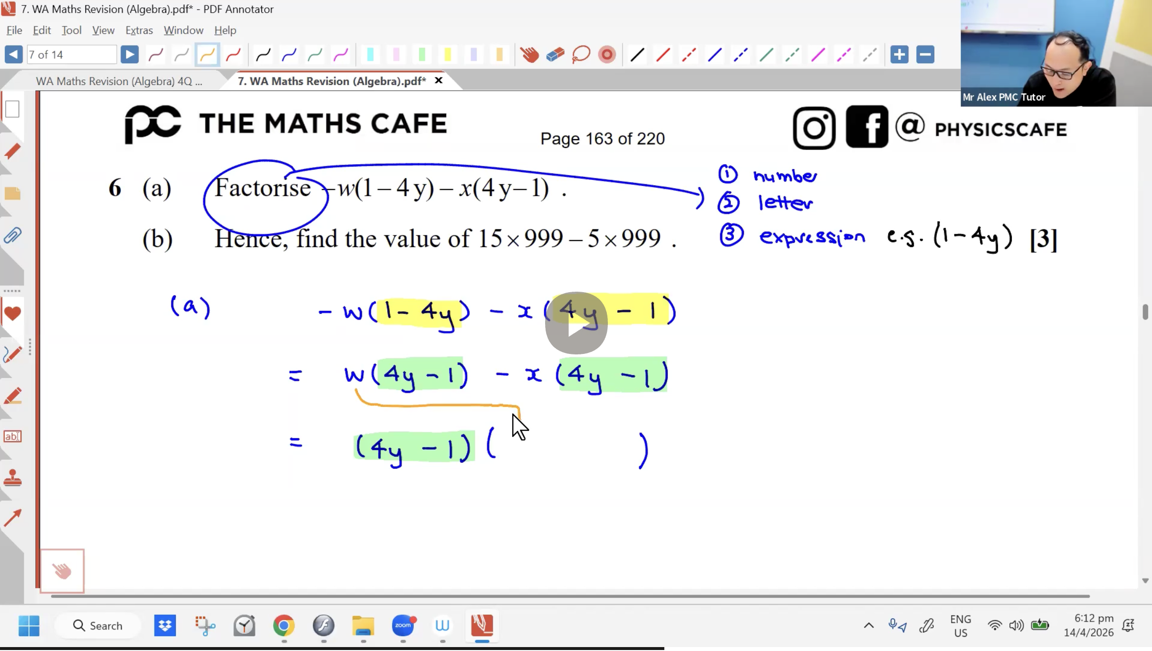 18. WA Maths Revision (Algebra) [2026] - Mr AA