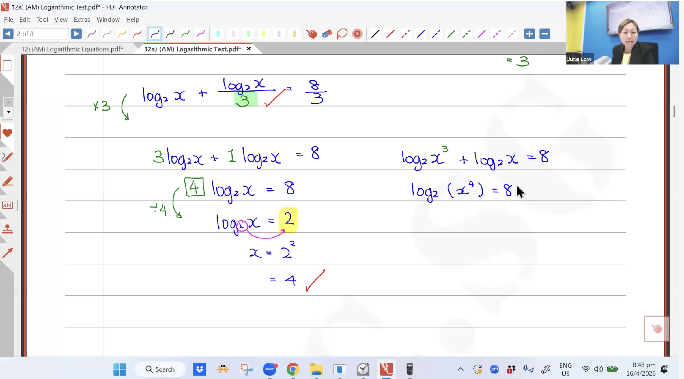 18. (AM) Logarithmic Functions 2 [2026] - Ms JL