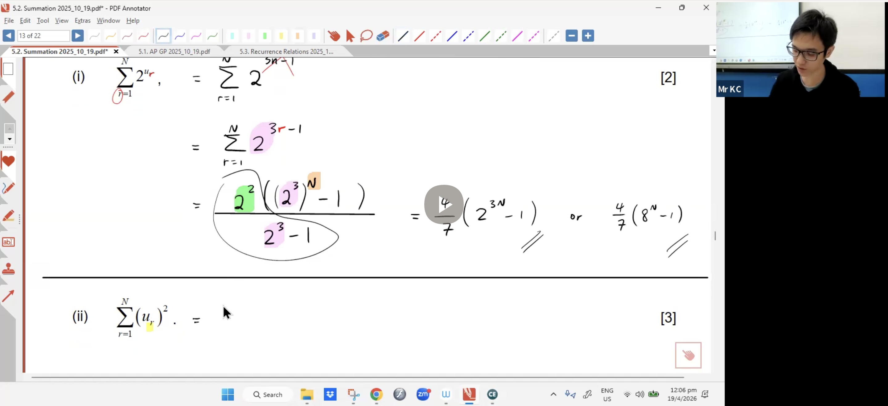 18. Summation L2 + Recurrence Relations L1 [2026] - Mr KC