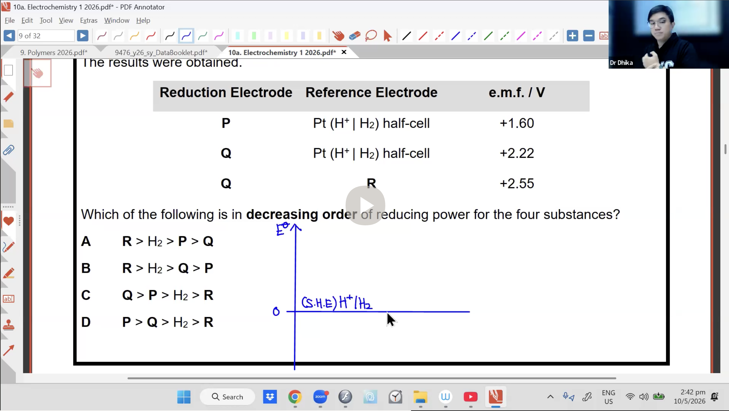 21. Electrochemistry 1 L1 [2026] - Dr D