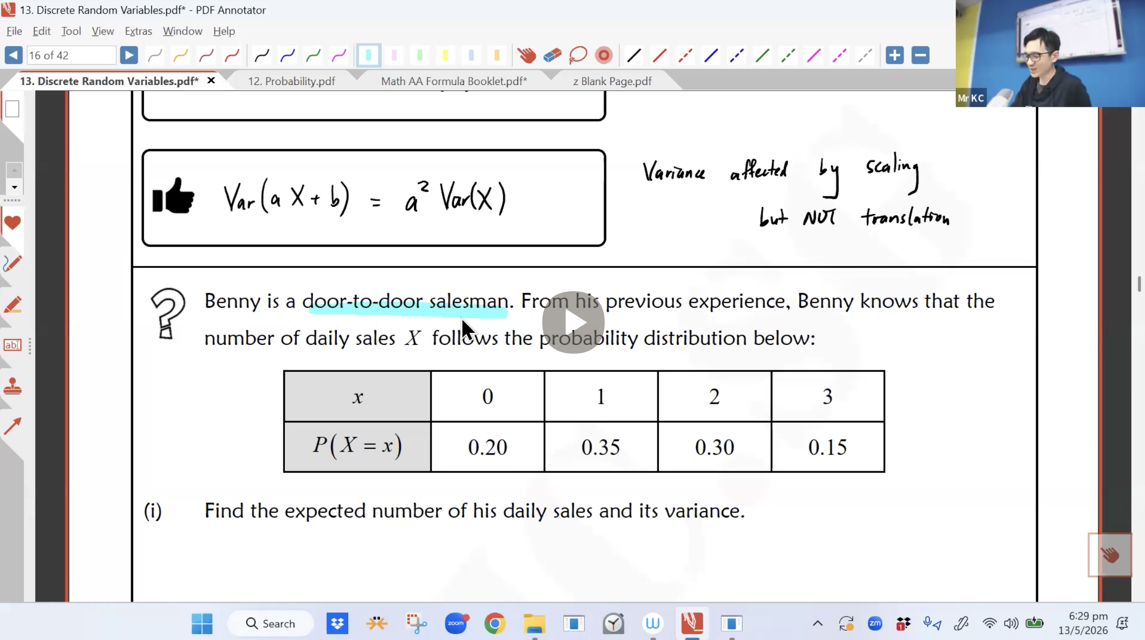 22. Discrete Random Variables L1 [2026] - Mr KC