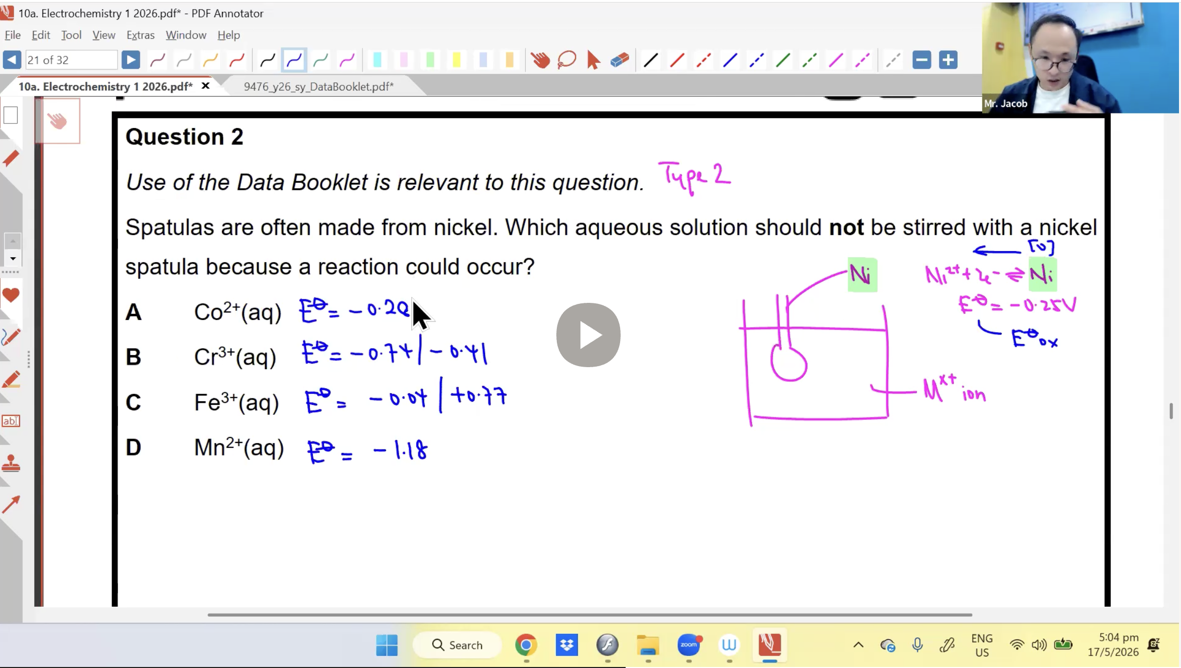 22. Electrochemistry 1 L2 [2026] - Mr JT