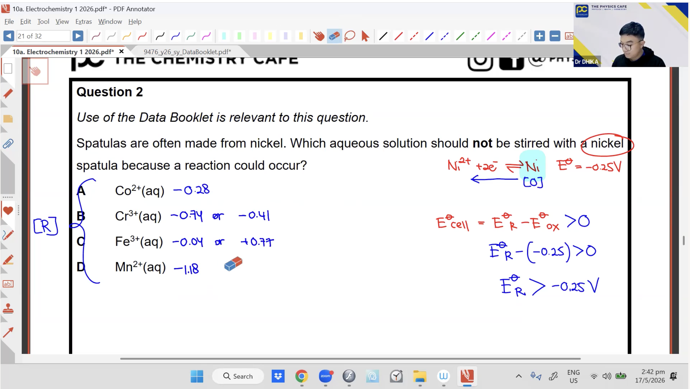 22. Electrochemistry 1 L2 [2026] - Dr D