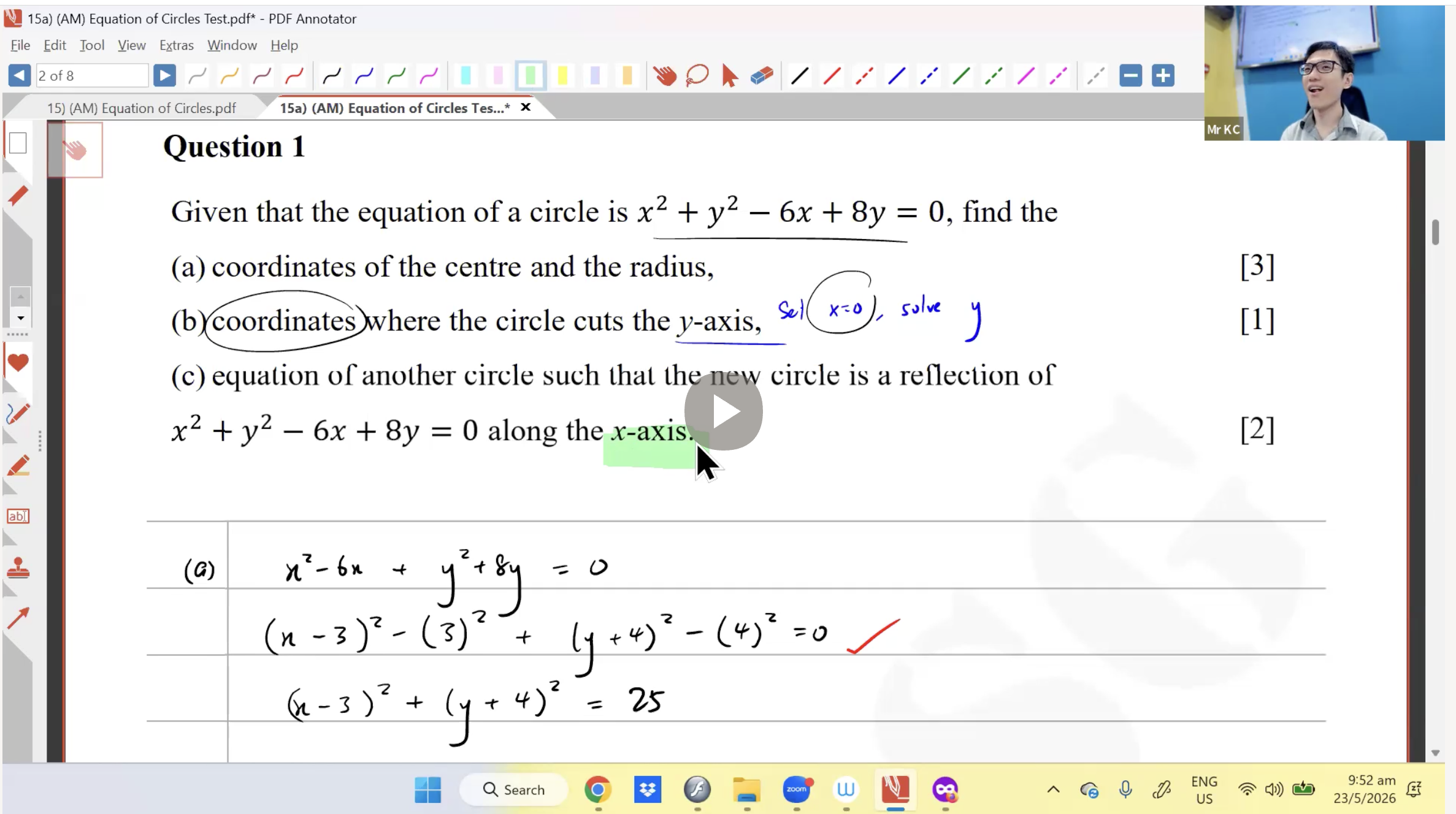 23. (AM) Equation of Circles Part 2 [2026] - Mr KC