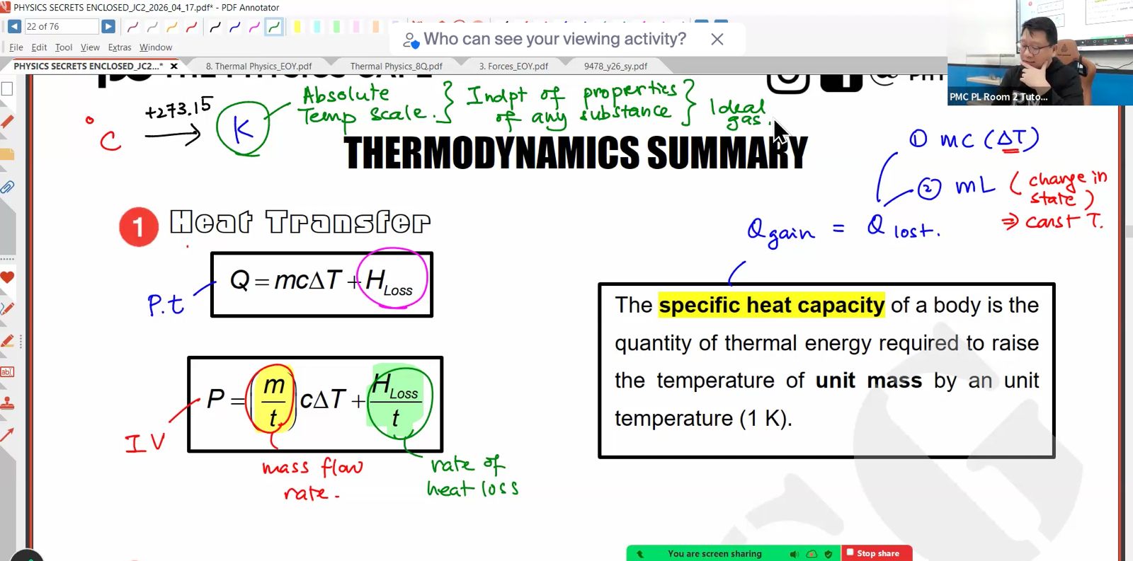 25a. J2PH June Holiday Additional 5 hr L1 - Thermodynamics + Forces