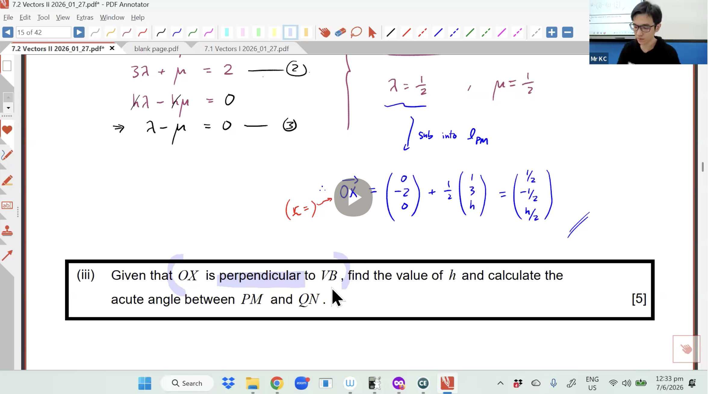 25. Vectors 2 L1 [2026] - Mr KC