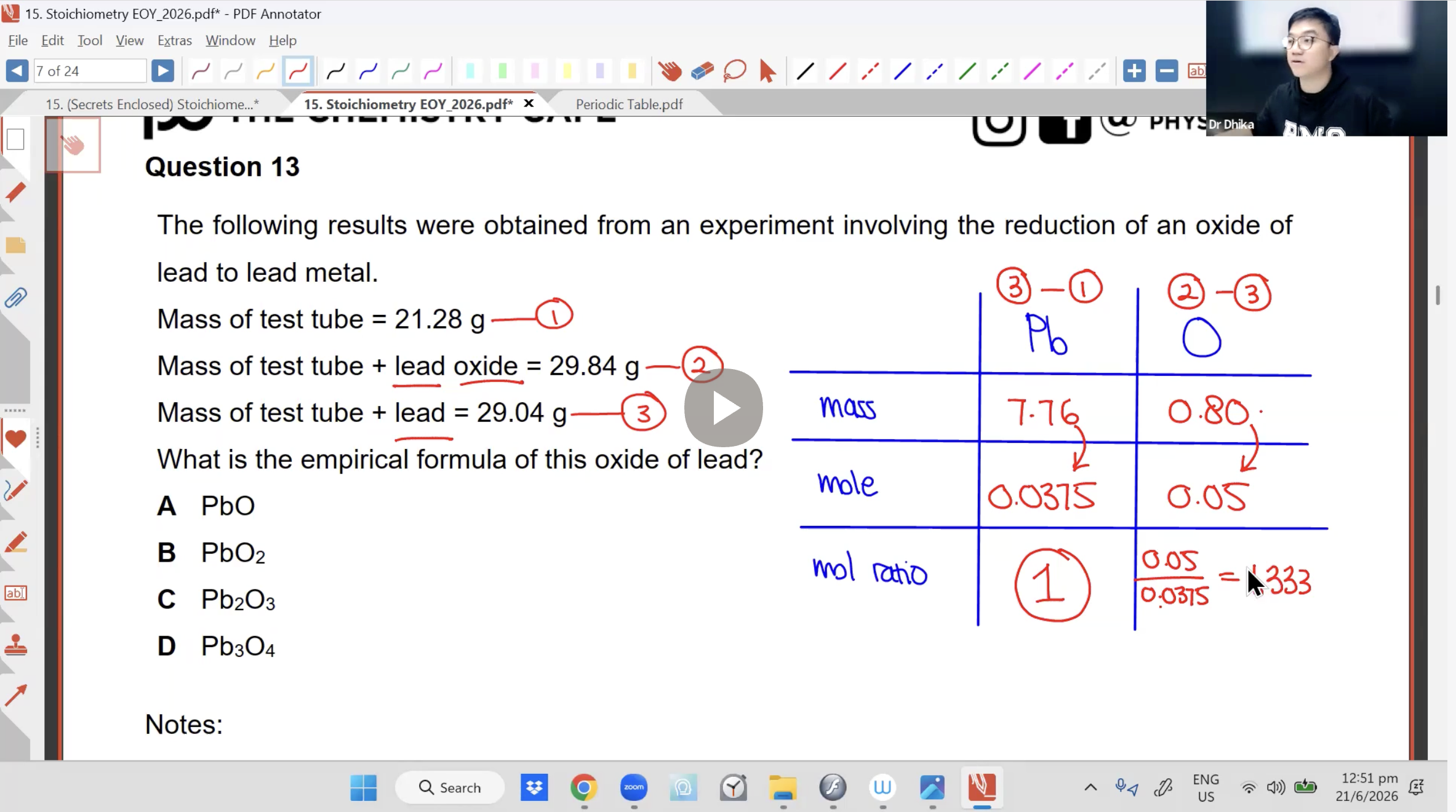 27b. Stoichiometry EOY L1 [2026] - Dr D