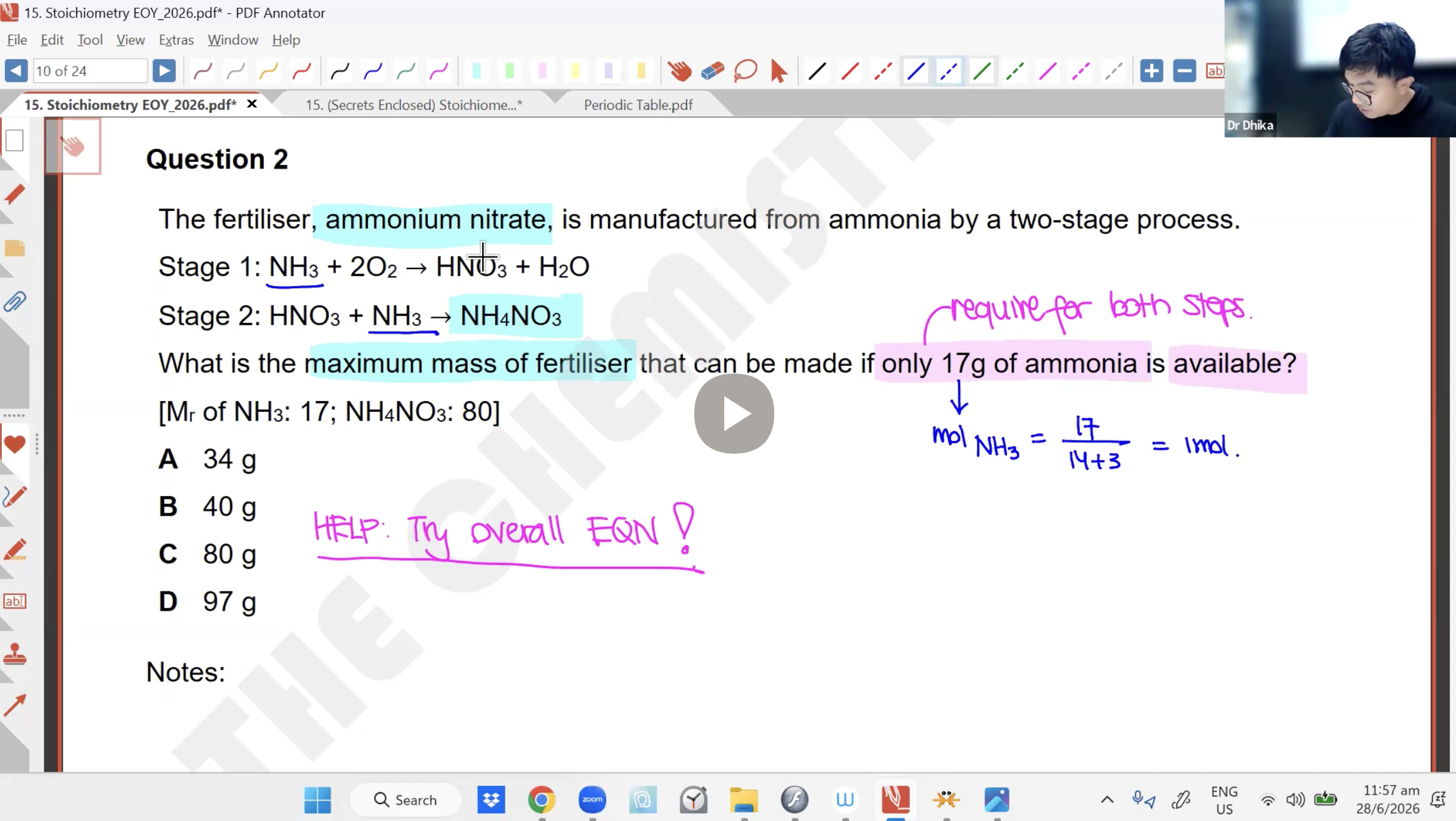 28b. Stoichiometry EOY L2 [2026] - Dr D