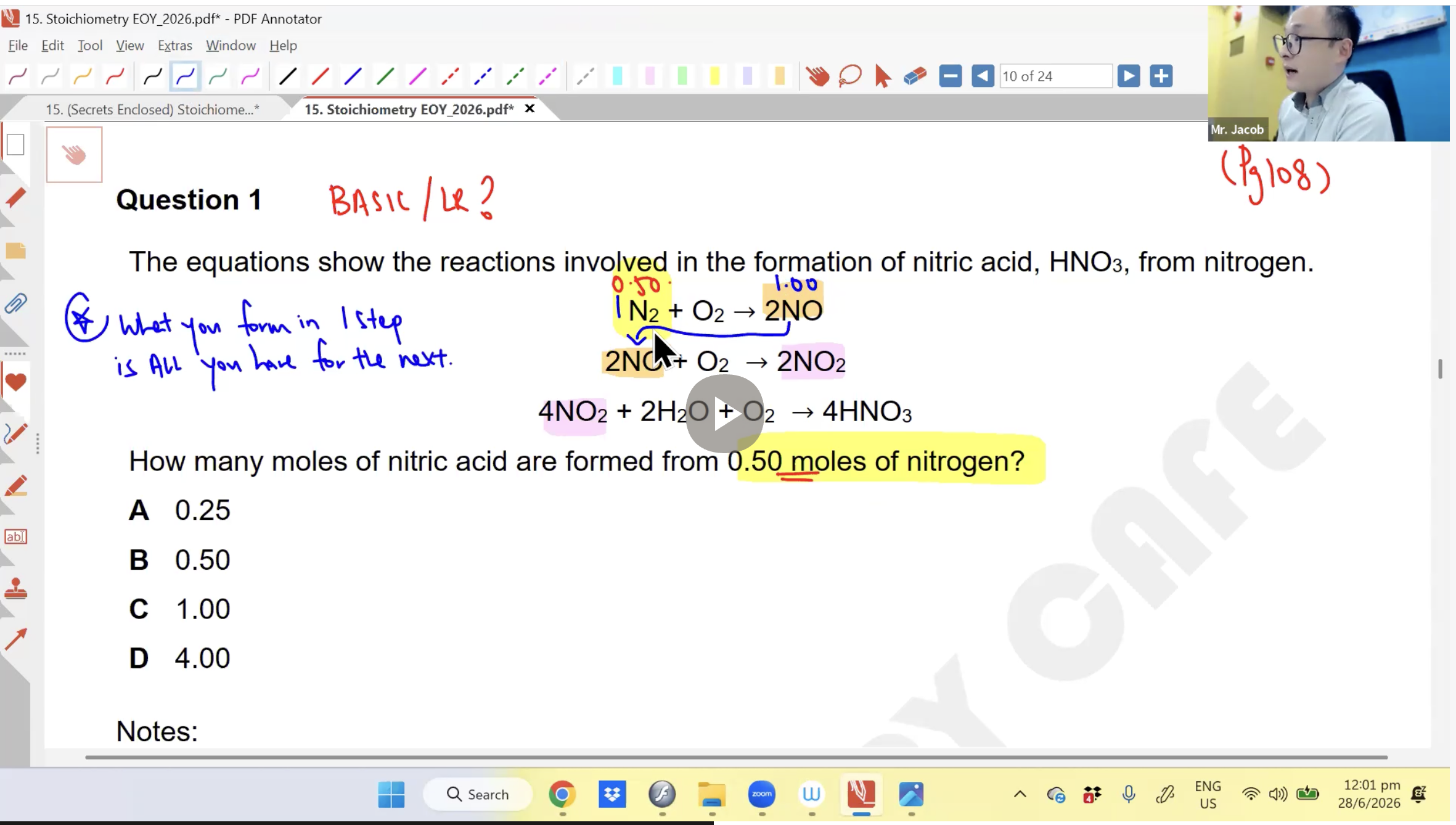 28b. Stoichiometry EOY L2 [2026] - Mr JT