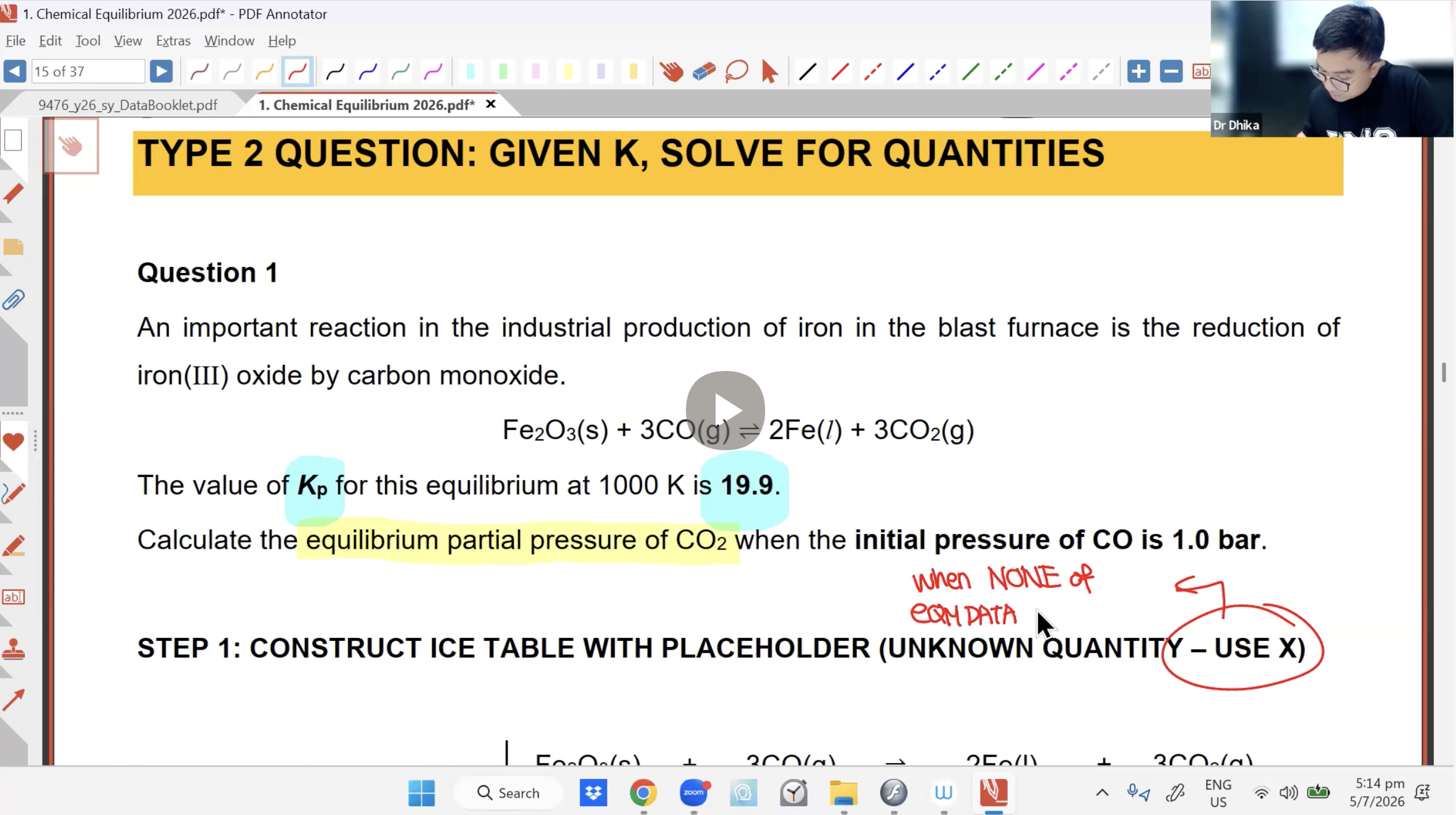 29. Chemical Equilibrium L1 [2026] - Dr D