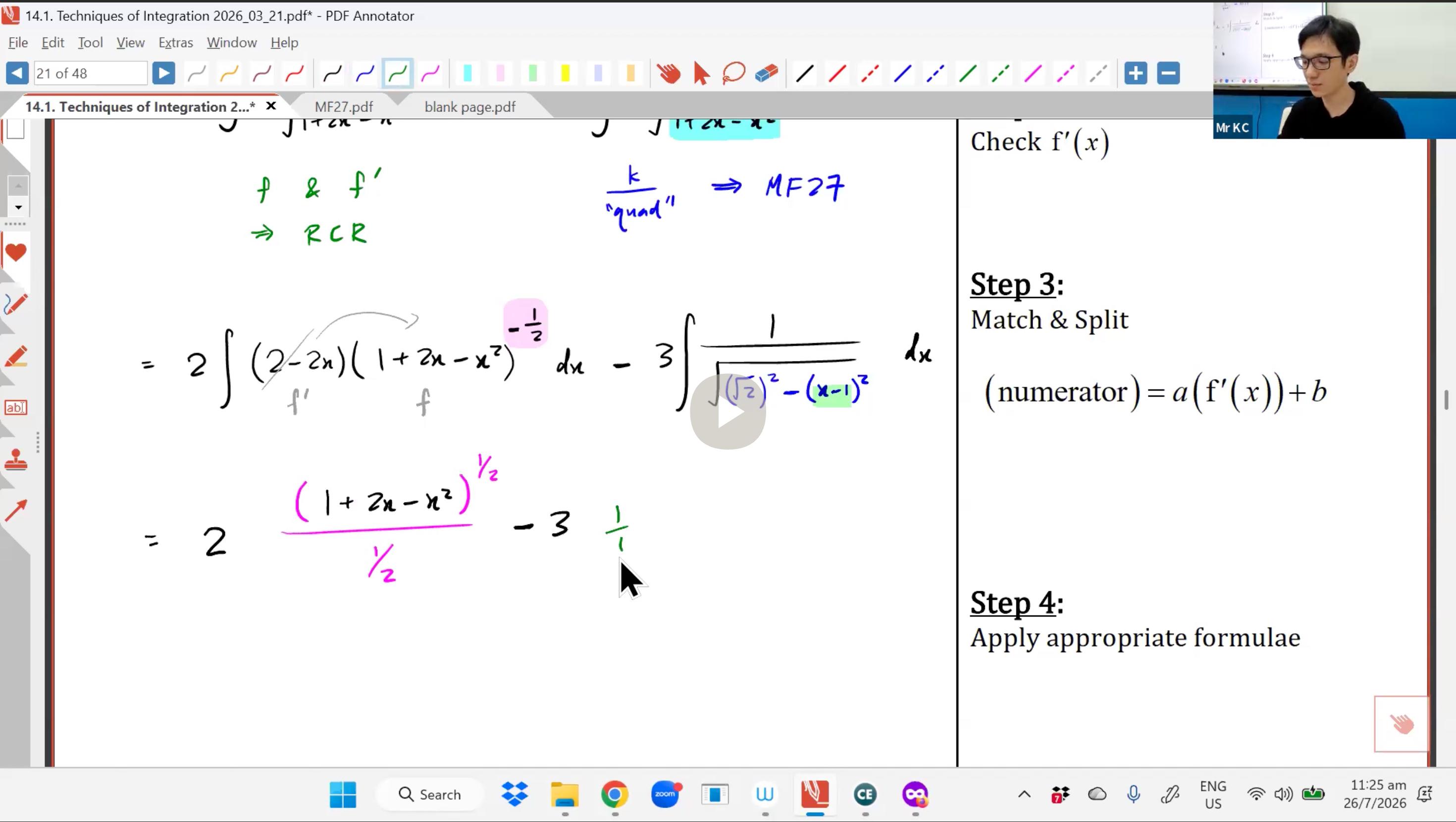 32. Techniques of Integration L2 [2026] - Mr LKC