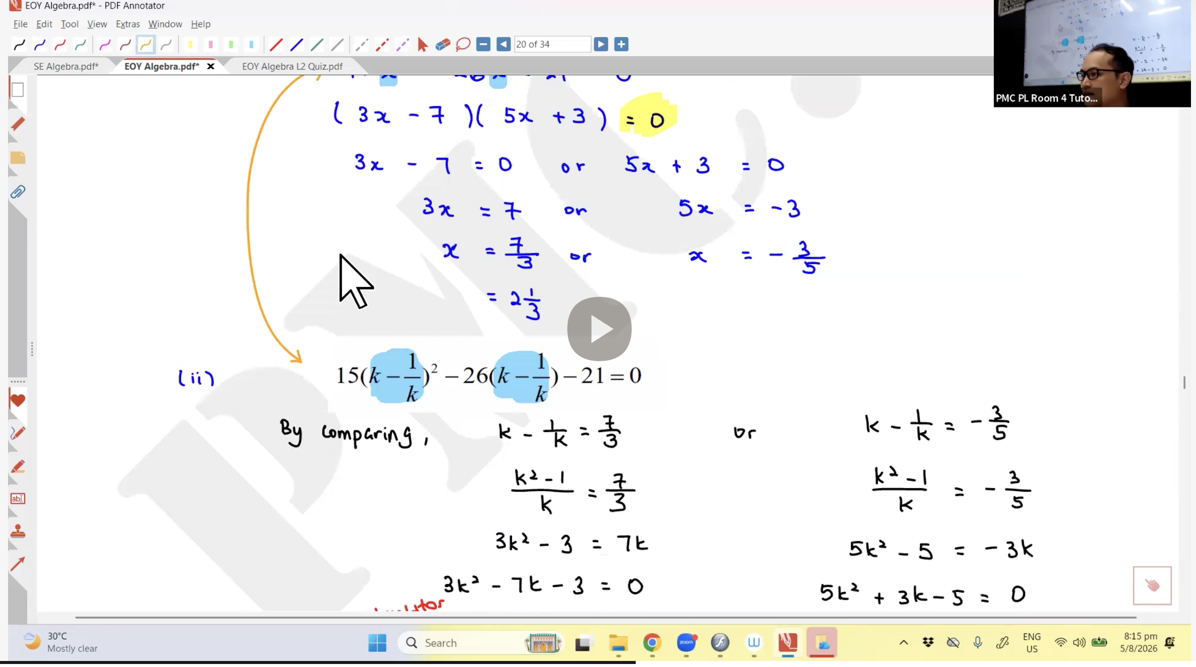 34. EOY Algebra L2 [2026] - Mr AA