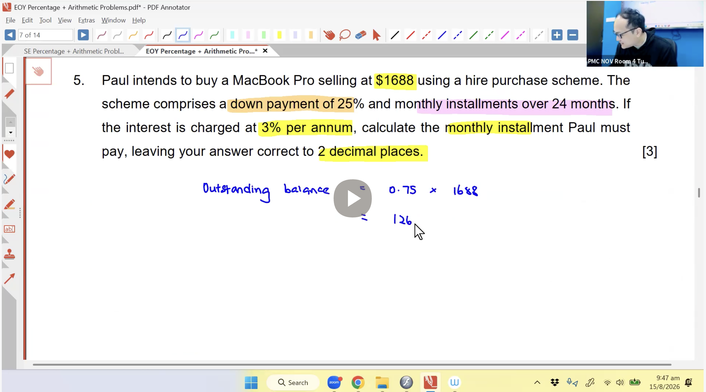 35. EOY Percentage and Arithmetic Problems [2026] - Mr AA