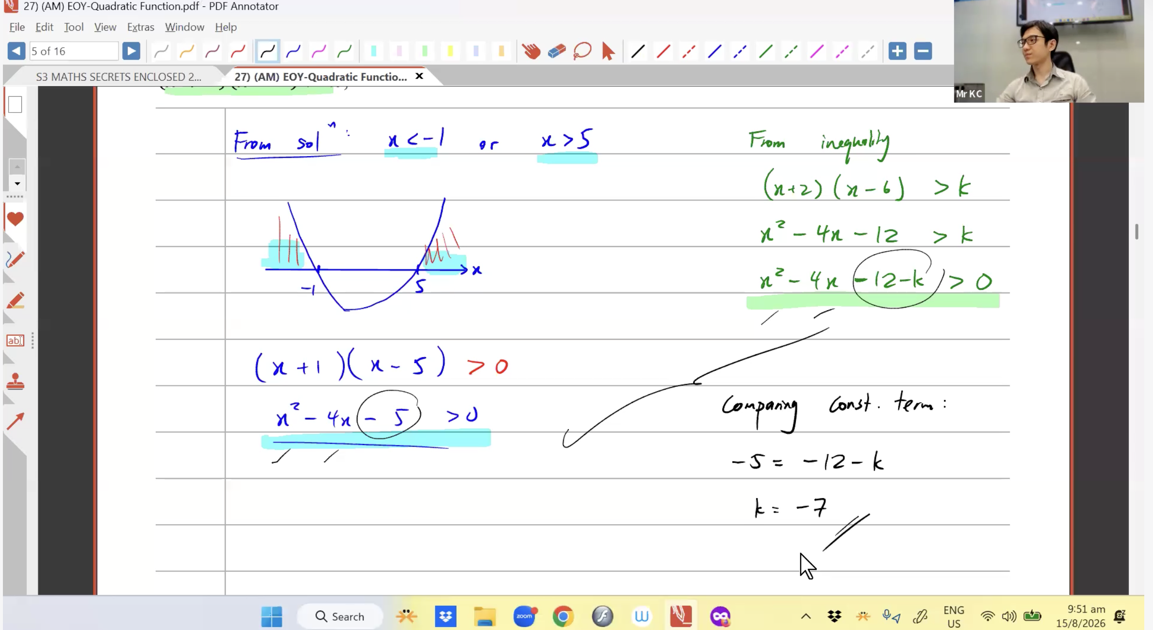 35. EOY Revision - Quadratic Function [2026] - Mr KC