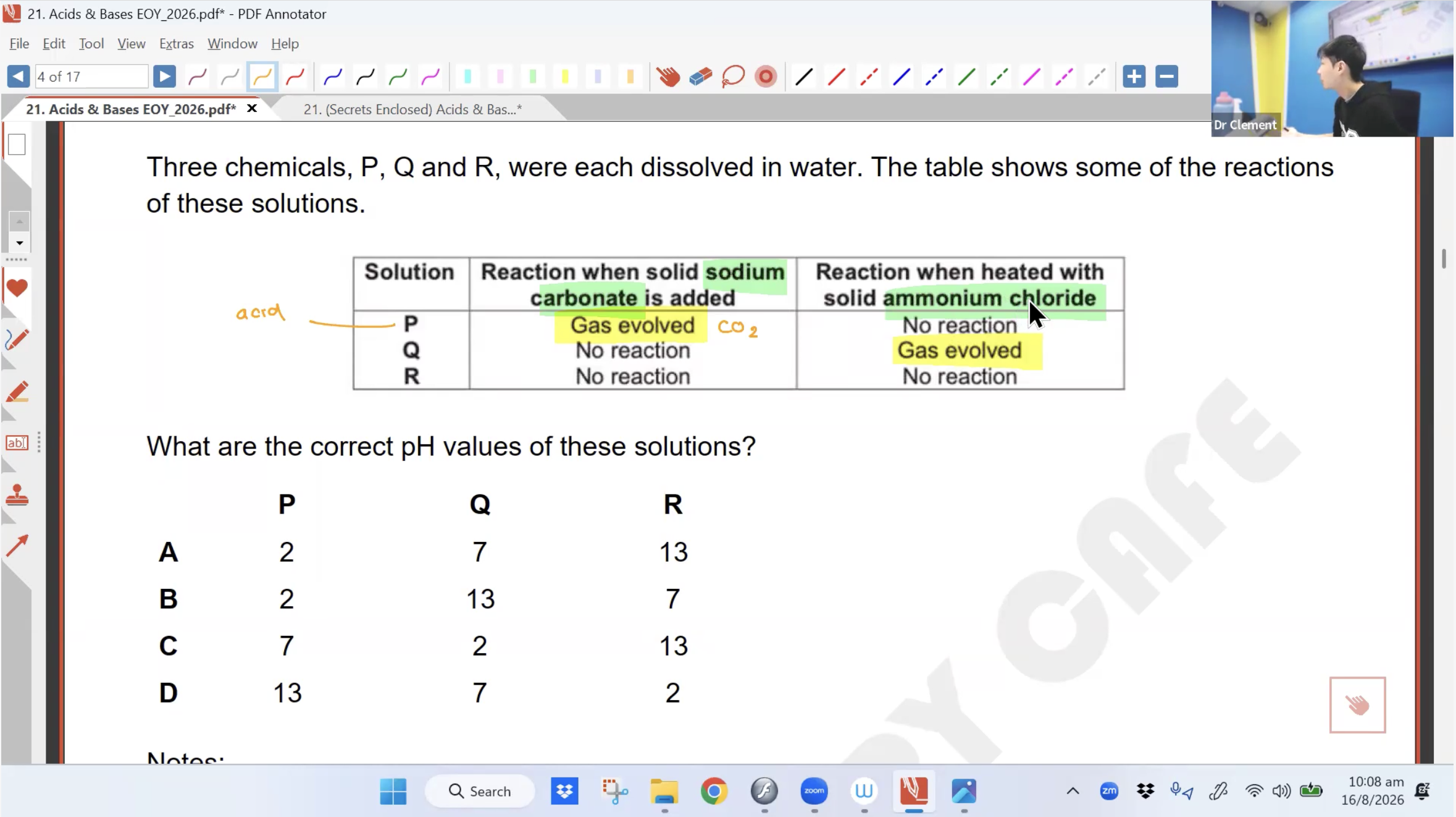 35. EOY Revision - Acids & Bases (Definitions & Reactions) [2026] - Dr C