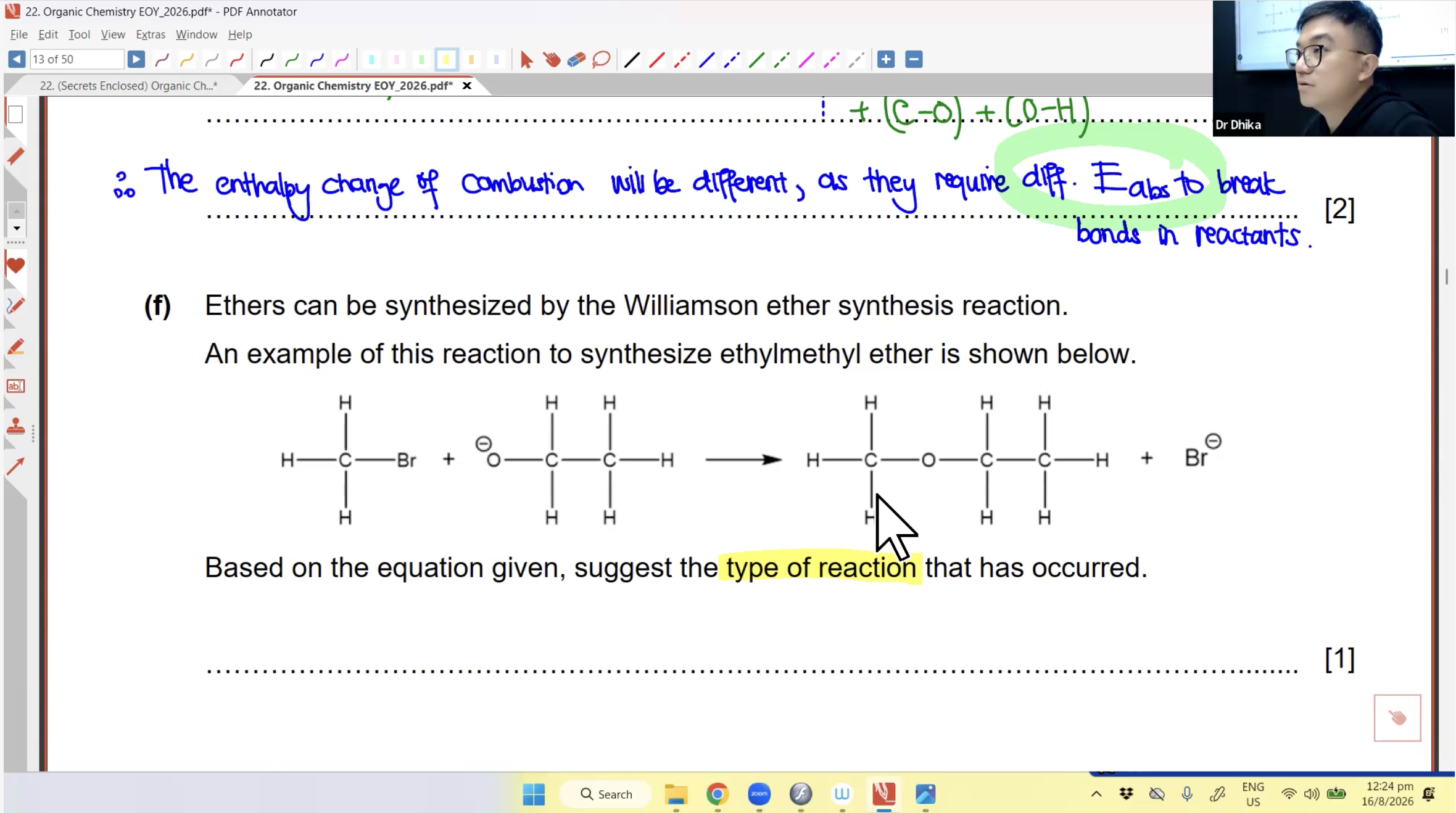 35b. Organic Chemistry EOY L2 [2026] - Dr D