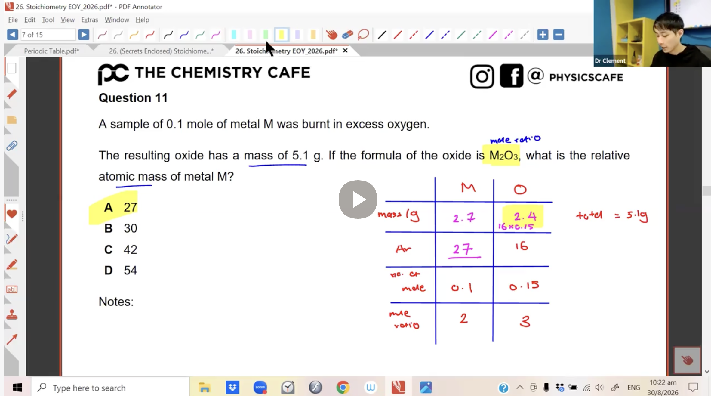 37. EOY Revision - Stoichiometry L1 [2026] - Dr C