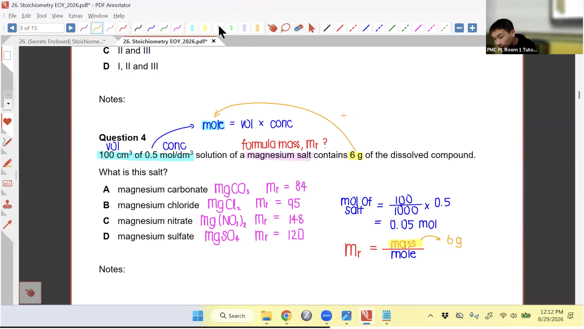 37. EOY Revision - Stoichiometry L1 [2026] - Dr LSJ