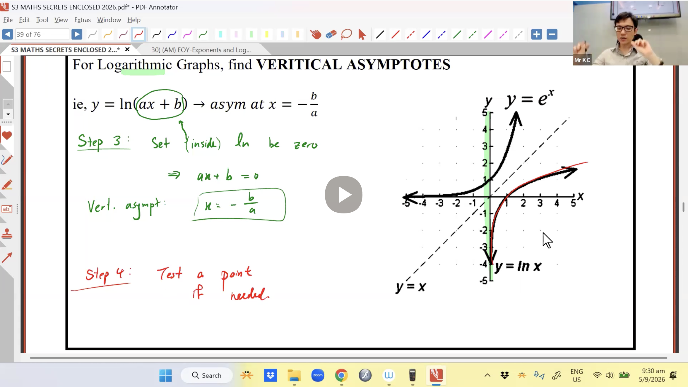38. EOY Revision - Exponential and Logarithmic [2026] - Mr KC