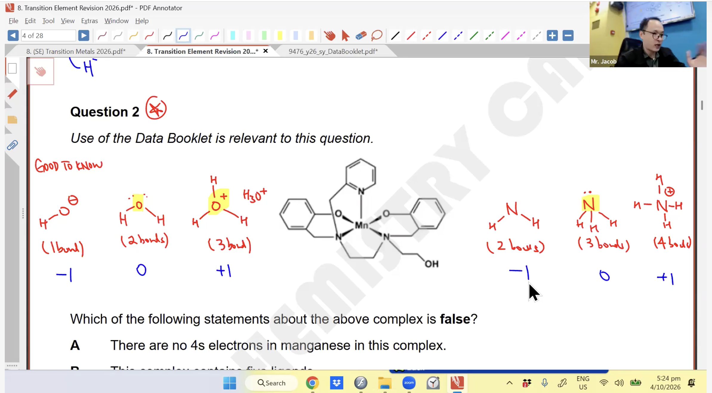 42b. Transition Elements Revision L1 [2026] - Mr JT