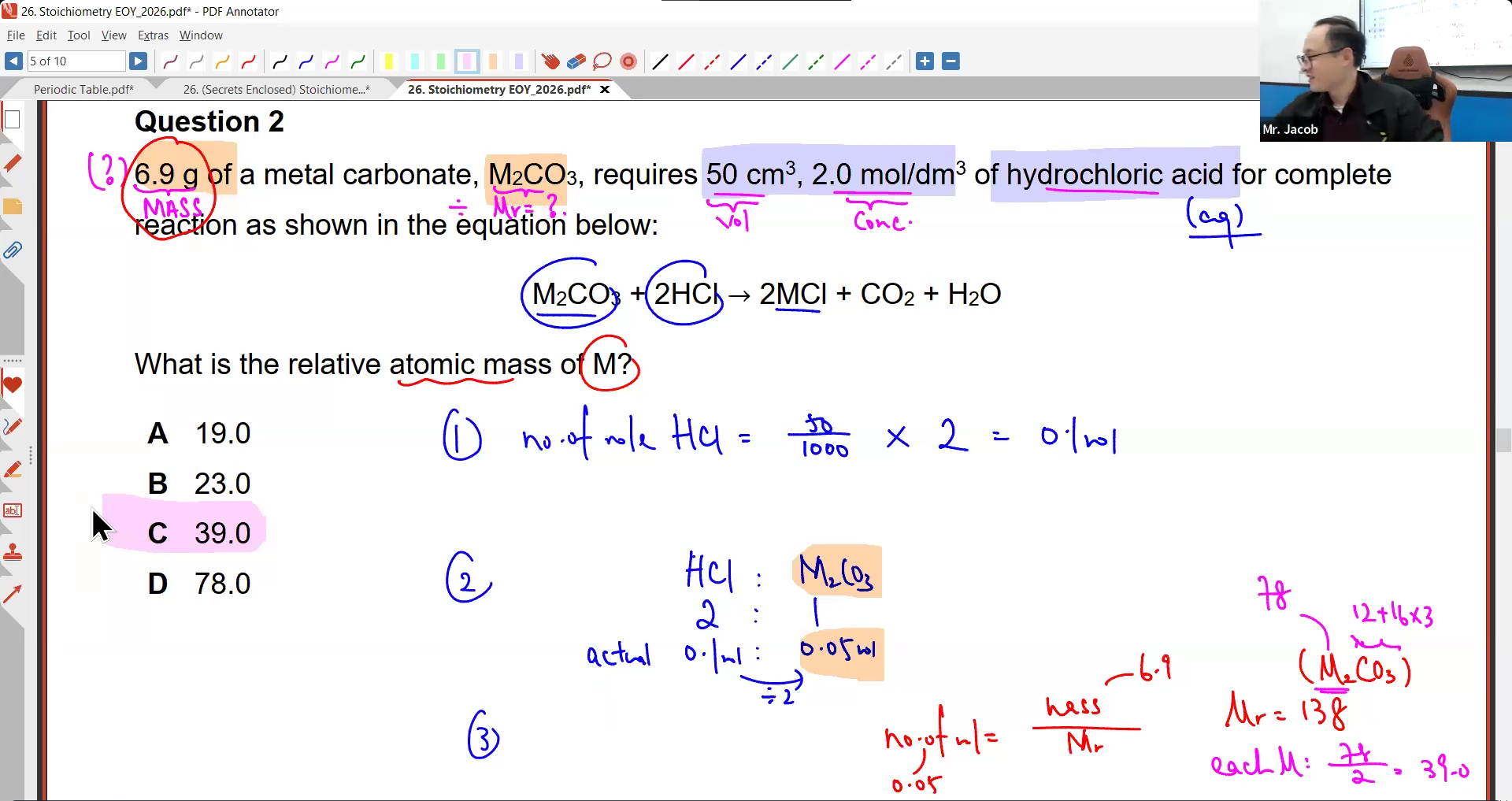 43. (C) EOY Revision - Moles & Stoichiometry [2026] - Mr JT