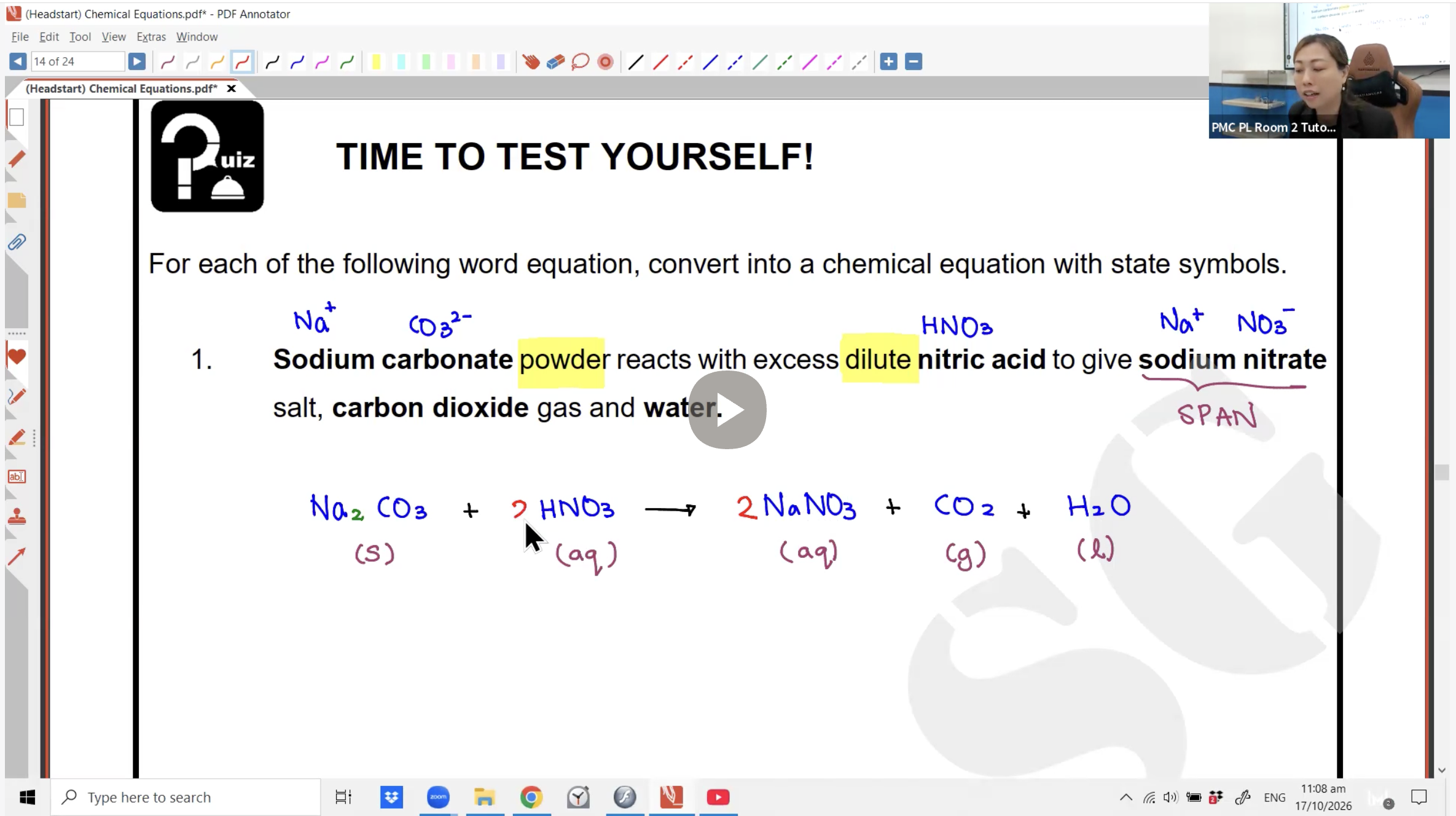44. Headstart L1: Chemical Equations [2026] - Ms JL